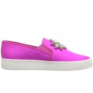 Badgley Mischka  Pink Barre Satin Jeweled Sneaker
